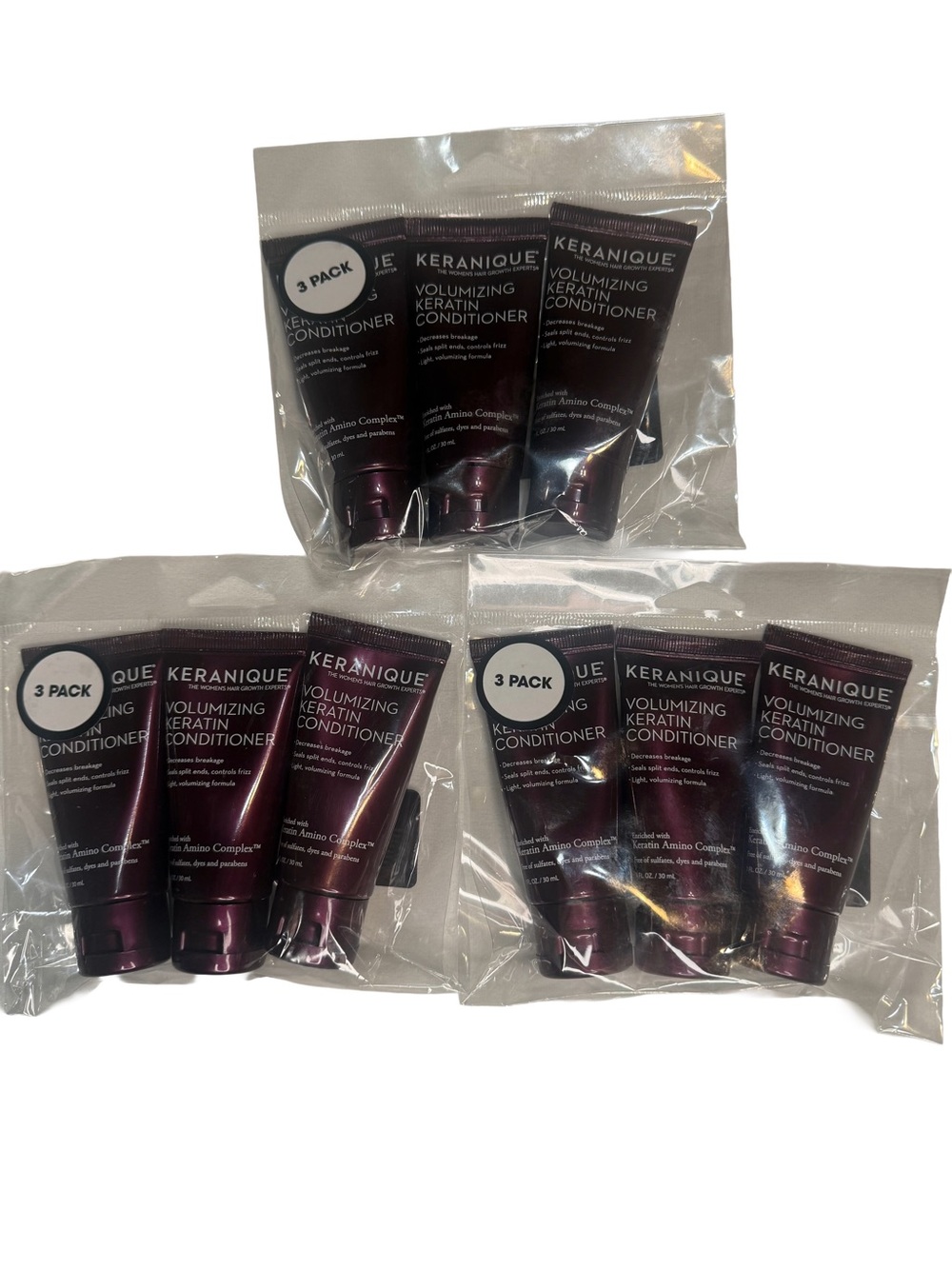 Keranique Volumizing Keratin Conditioner 30ml Mini 9-Tube Travel Bundle NWT